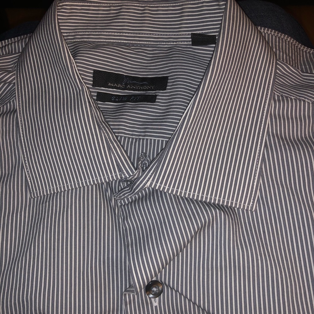 Men’s Gray Marc Anthony Slim Fit Dress Shirt